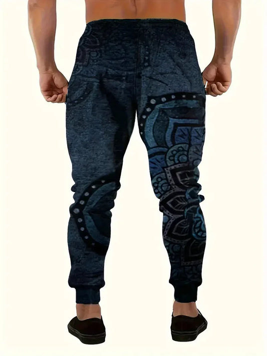 Retro Pattern Print loose fit joggers