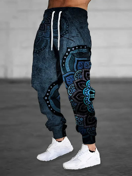 Retro Pattern Print loose fit joggers