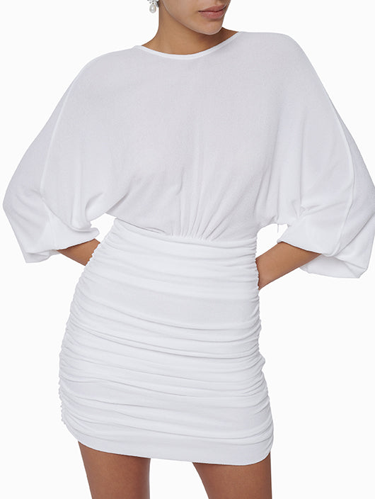 Ruched Detail V-Back Mini Dress