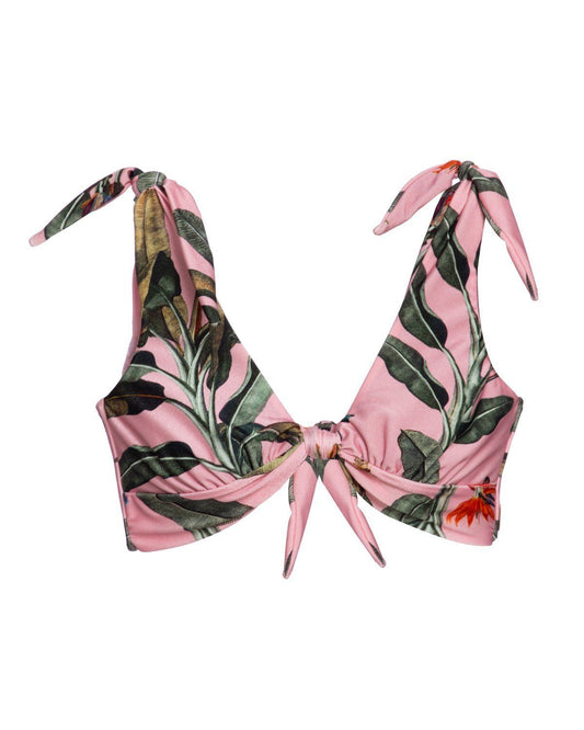 Tropical Print Knotted Bikini Top