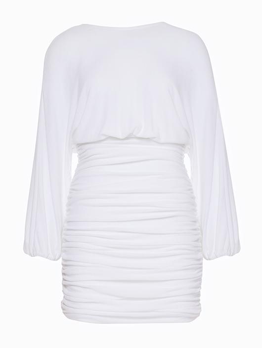 Ruched Detail V-Back Mini Dress